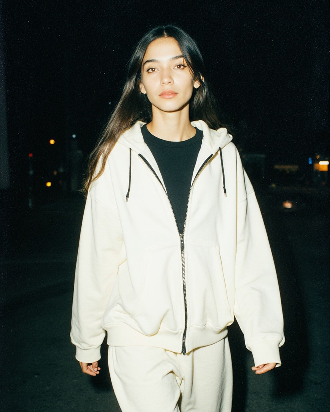 Basic White Zip Hoodie.