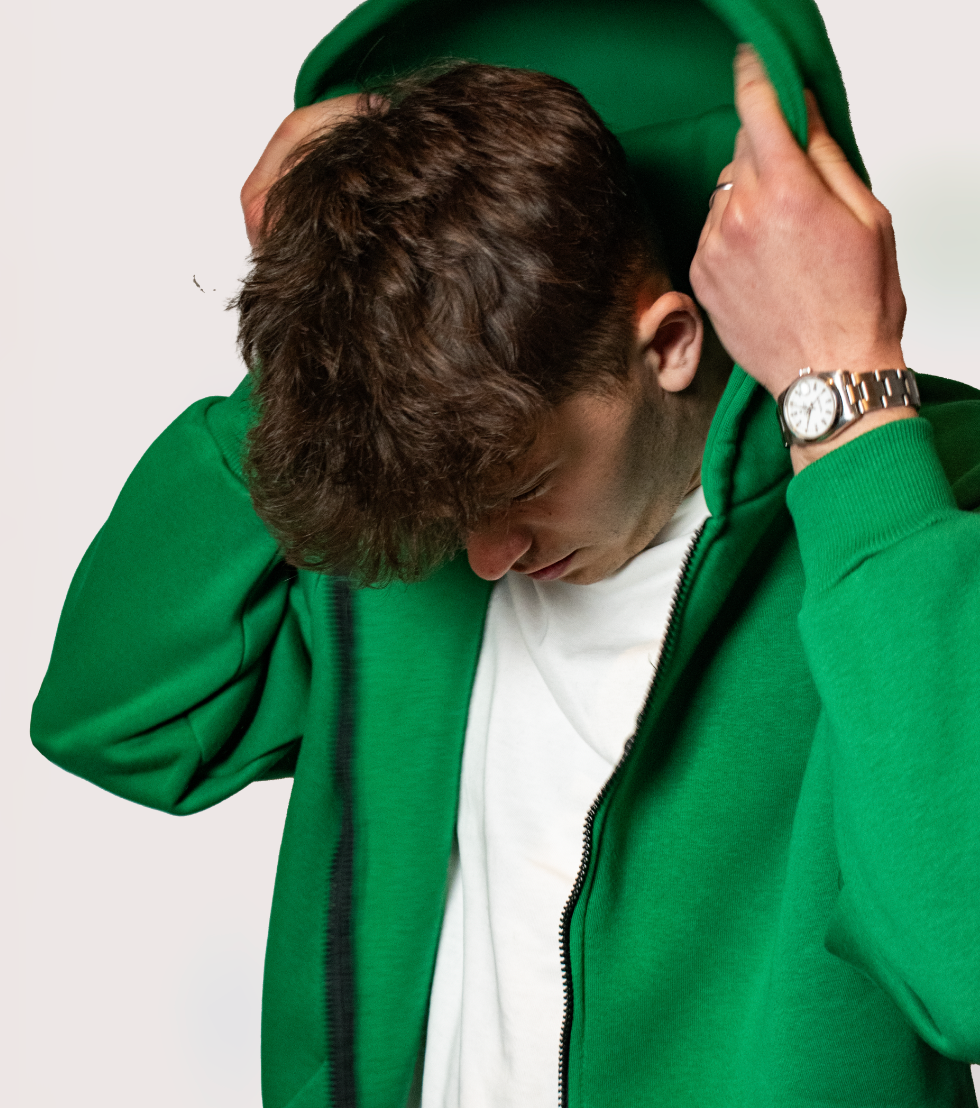 Basic Green Zip Hoodie.