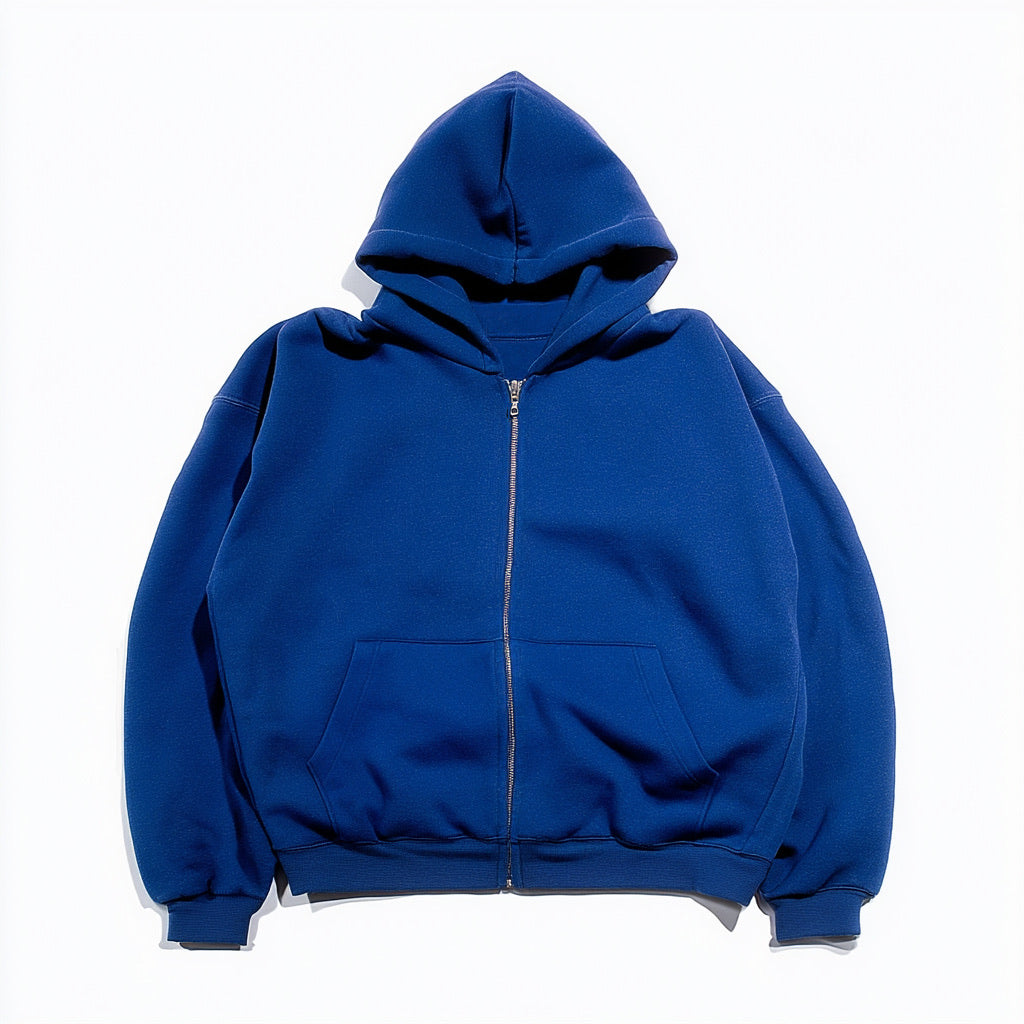 Blue Zip Hoodie 02. 330 gsm.