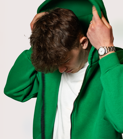 Basic Green Zip Hoodie.