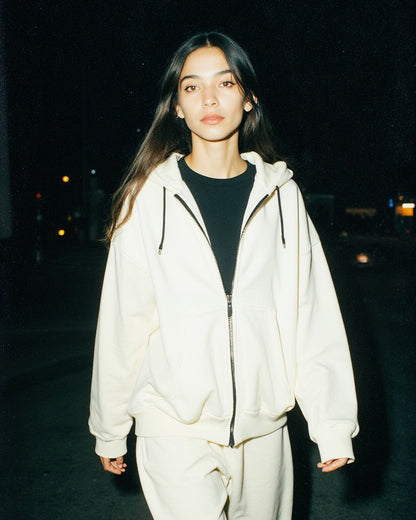 Basic White Zip Hoodie.