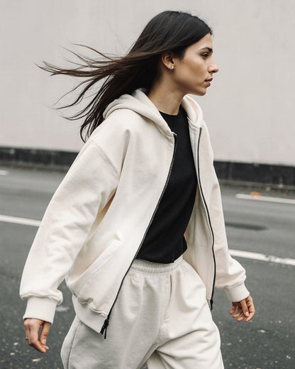 Basic White Zip Hoodie.