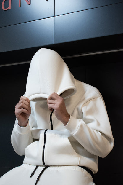Basic White Zip Hoodie.