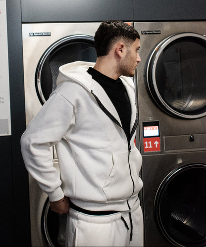 Basic White Zip Hoodie.