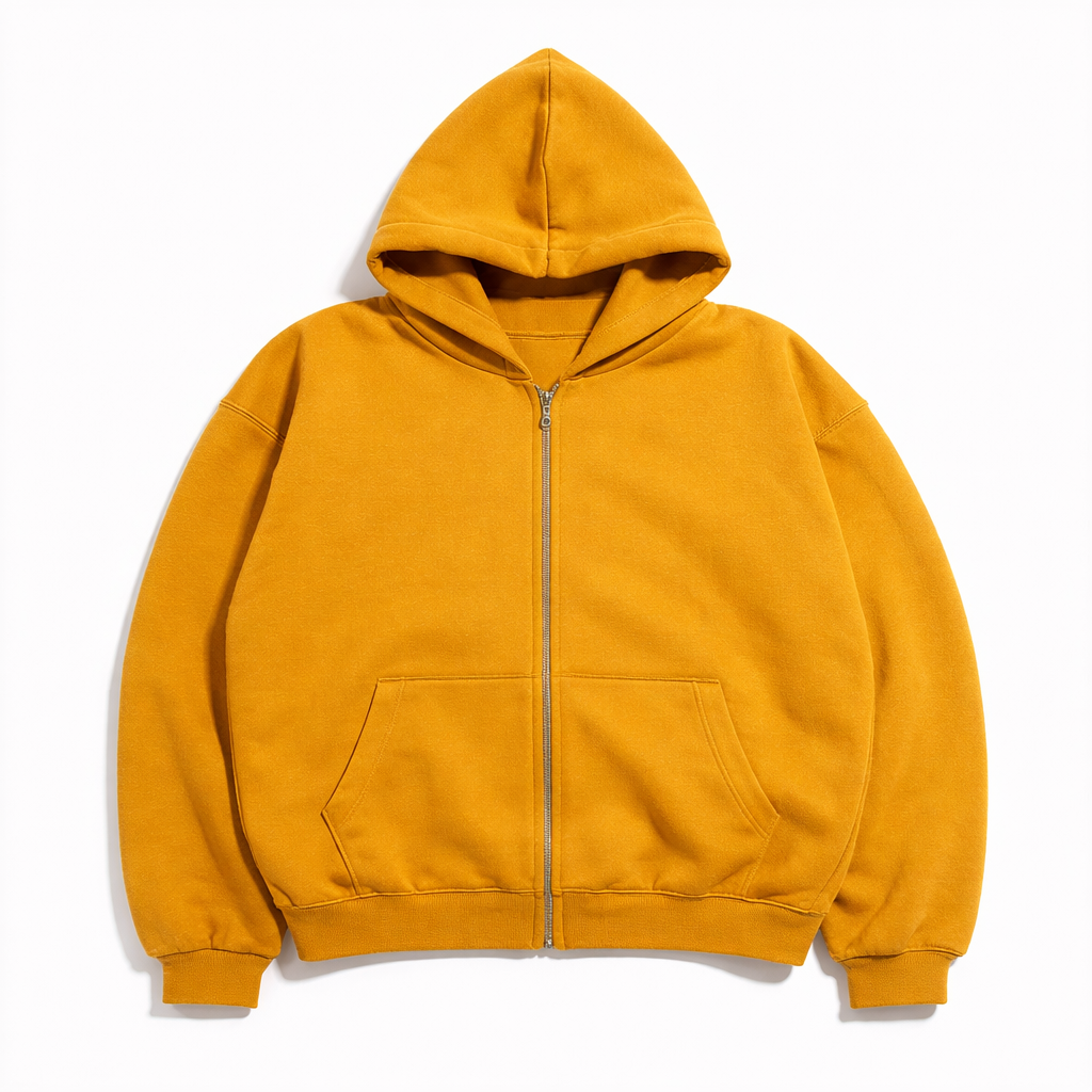 Mustard Zip Hoodie 02. 330 gsm.
