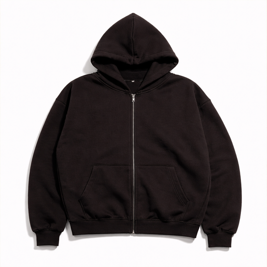 Dark Brown Zip Hoodie 02. 330 gsm.