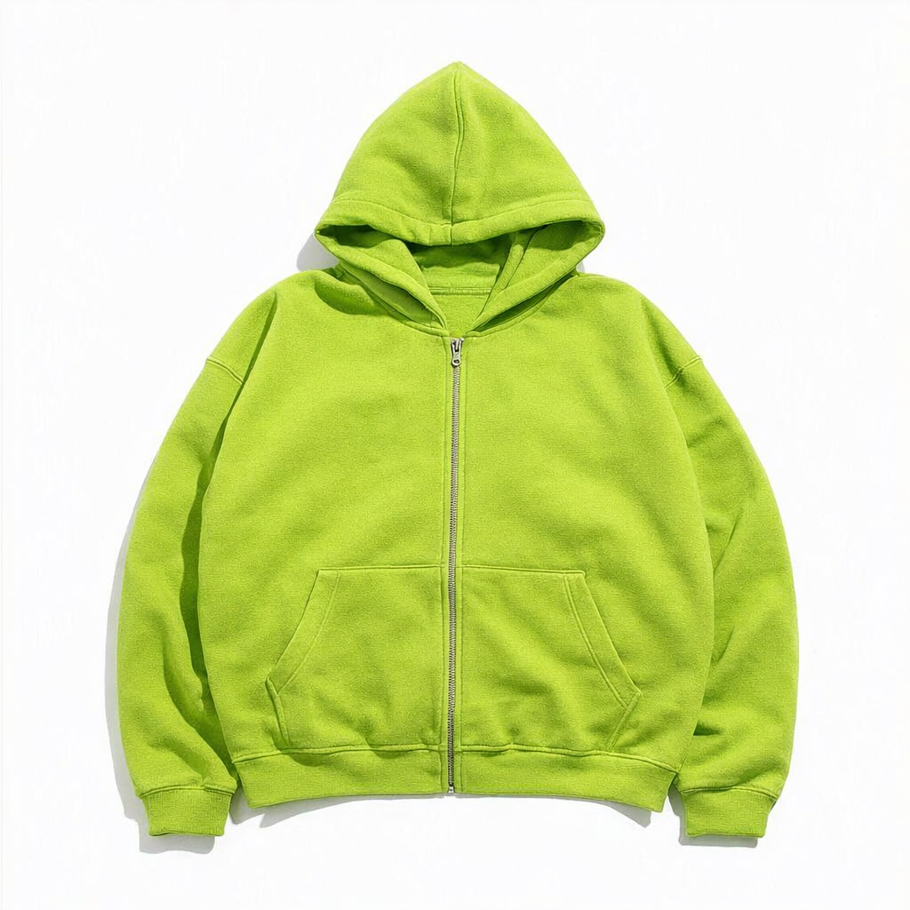 Lime Zip Hoodie 02. 330 gsm.